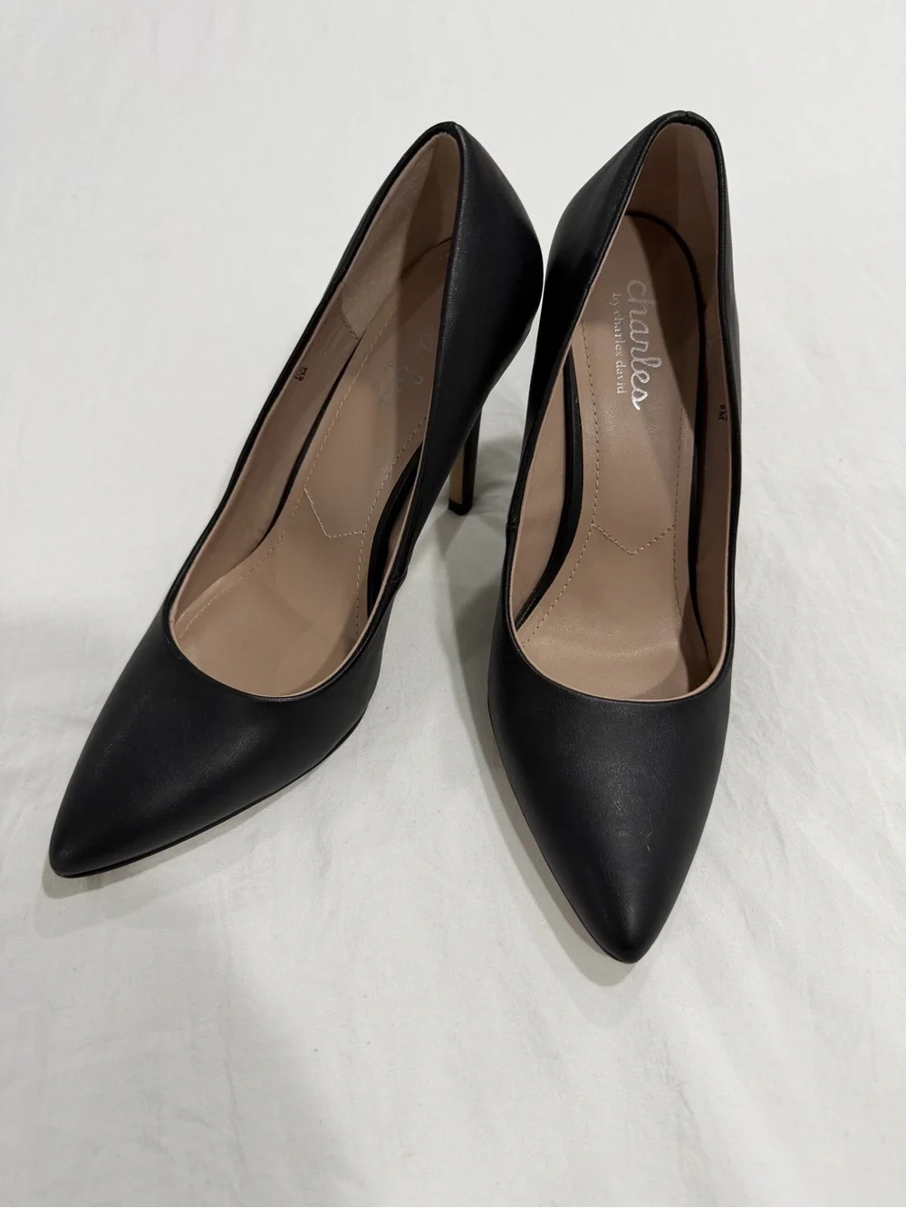 Charles By Charles David Black Pointed-Toe Leather Pumps